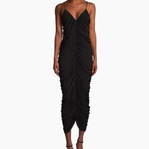 Norma Kamali Black Ruched Maxi Dress